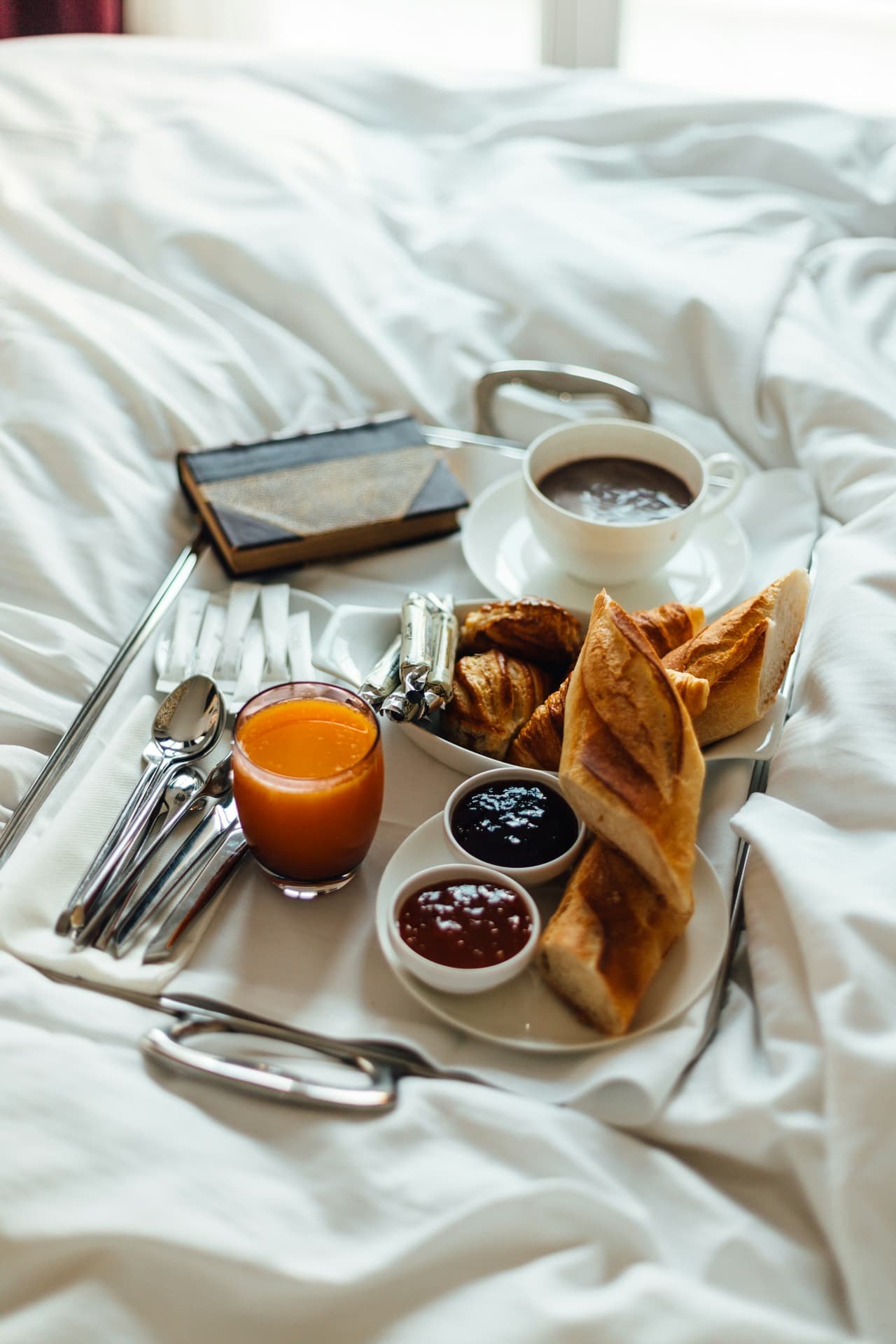 Breakfast on a tray, served in bed